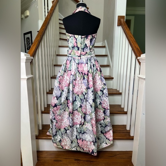 Vintage Alfred Angelo Floral Halter Maxi Dress 11/12 Cotton Garden Party 80s - Picture 5 of 12